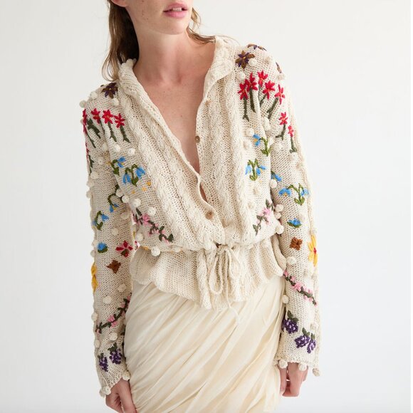 NWT! TACH AZMINA Knitted Floral Cardigan Size Medium - Picture 5 of 10